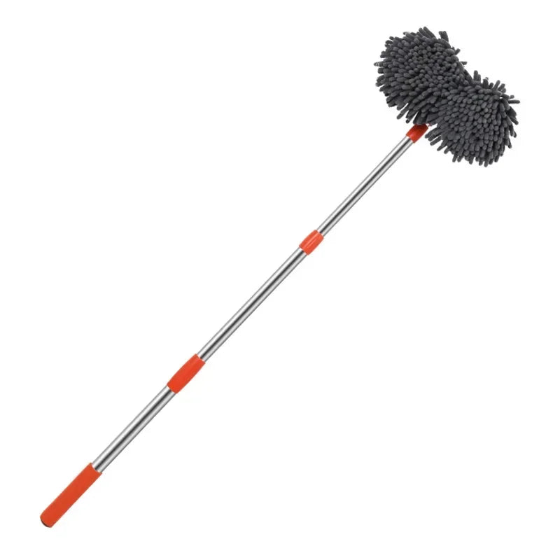 AutoGlanz Auto Waschmopp | 360° Drehbarer Doppelbürstenkopf | Teleskopstange 45–105 cm aus Aluminium