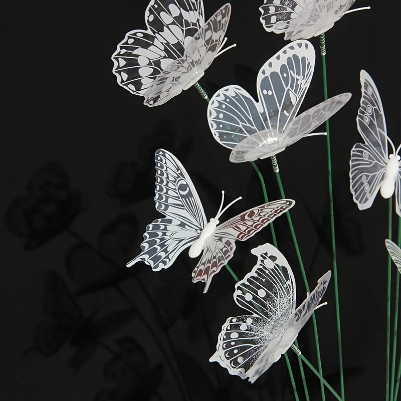 FLORAVIVA Gartenstecker Schmetterling 10er Set | Realistisches Design | PVC | Outdoor Dekoration