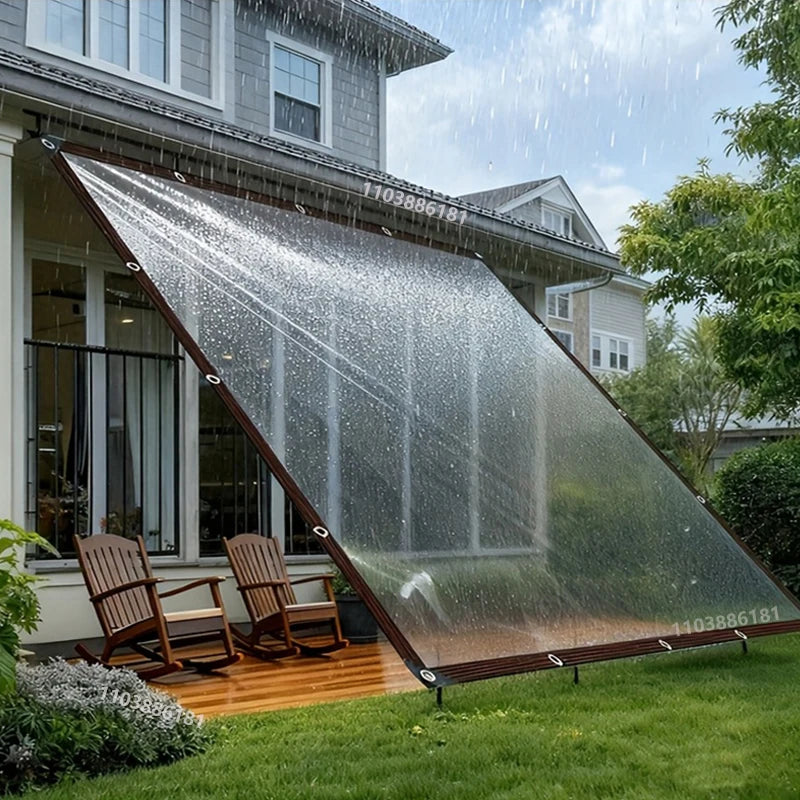 ClariShield | Transparente Schutzplane | Wasserdichte Gartenplane | 2 x 2 m Wind- & Regenschutz