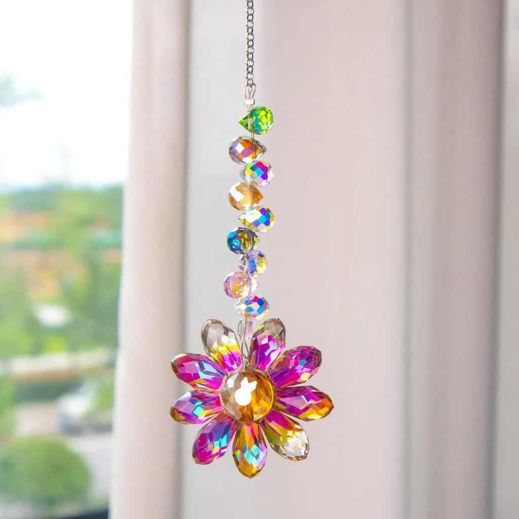 Crystal Suncatcher LumiMargarita | K9 Daisy Rainbow Catcher | Window & Garden Decoration | 32 cm | Gift Idea for Home
