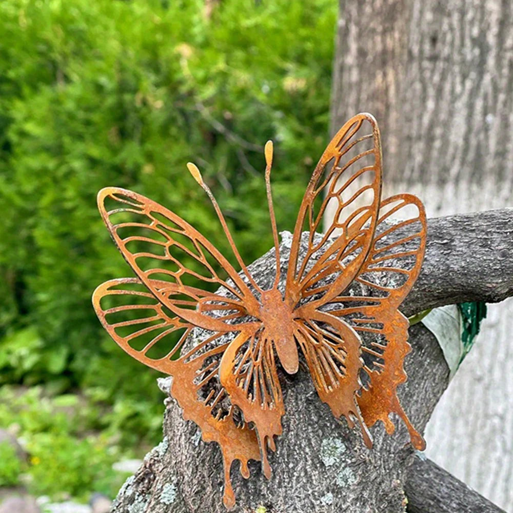 Floravento | Metall Schmetterling Wanddekoration | Rustikale Gartendekoration | Wetterfestes Deko-Element für Innen & Außen