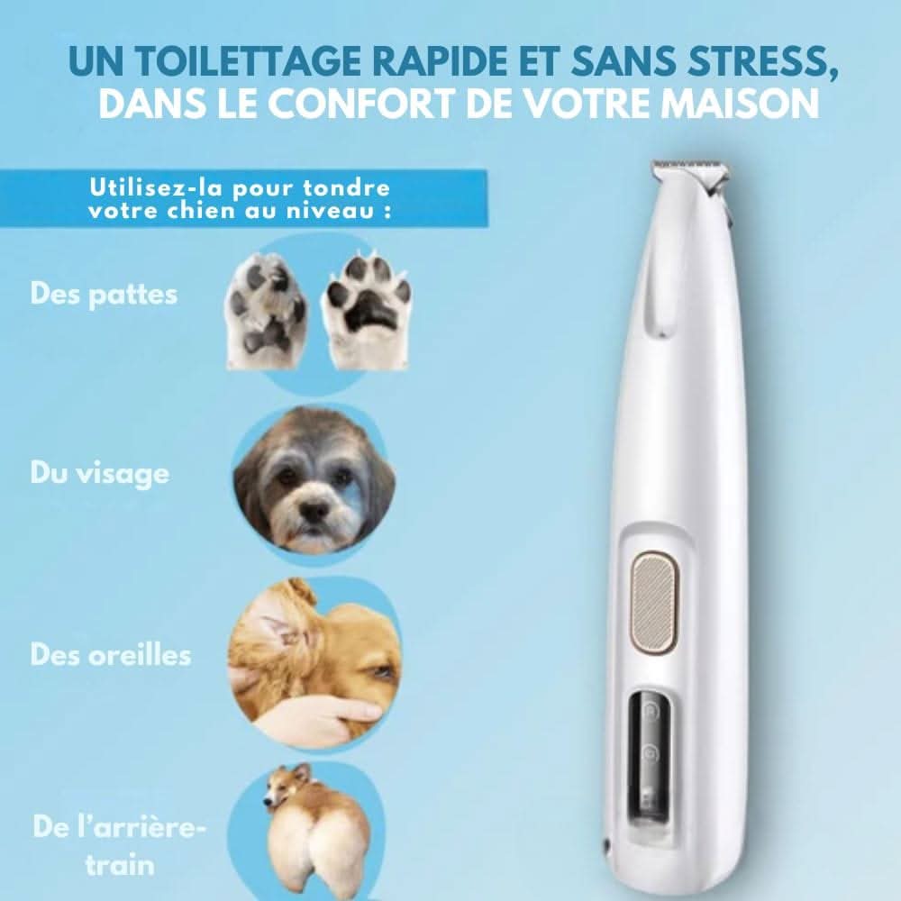 PawTrim Calm | Leiser Pfotentrimmer für Hunde & Katzen | LED-Licht | Keramikklingen | USB-Wiederaufladbar