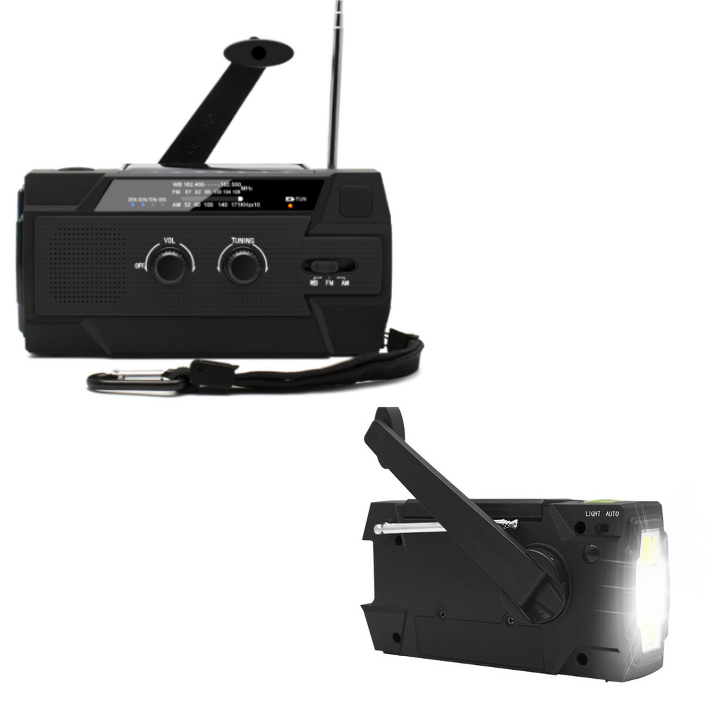 Notfallradio mit Solarbetrieb | Handkurbel & LED-Taschenlampe | USB-Ladefunktion