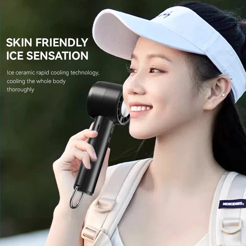 Brisano AirCool Mini Handheld Fan with Cooling Function | 5 Speeds | LED Display & USB Charging | Quiet & Portable | For Travel, Office & Outdoor