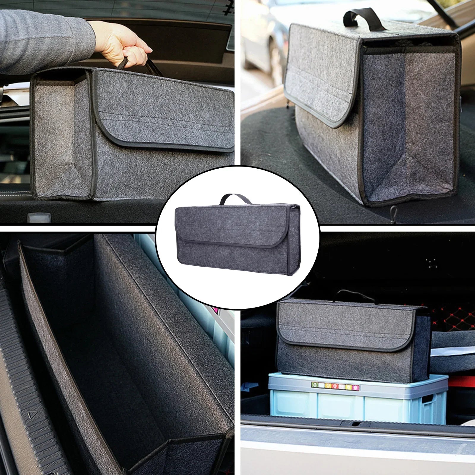 FELTARIO Storage Bag | Felt Organizer with Handle | Versatile & Self-Adhesive | For Car, Office & Home