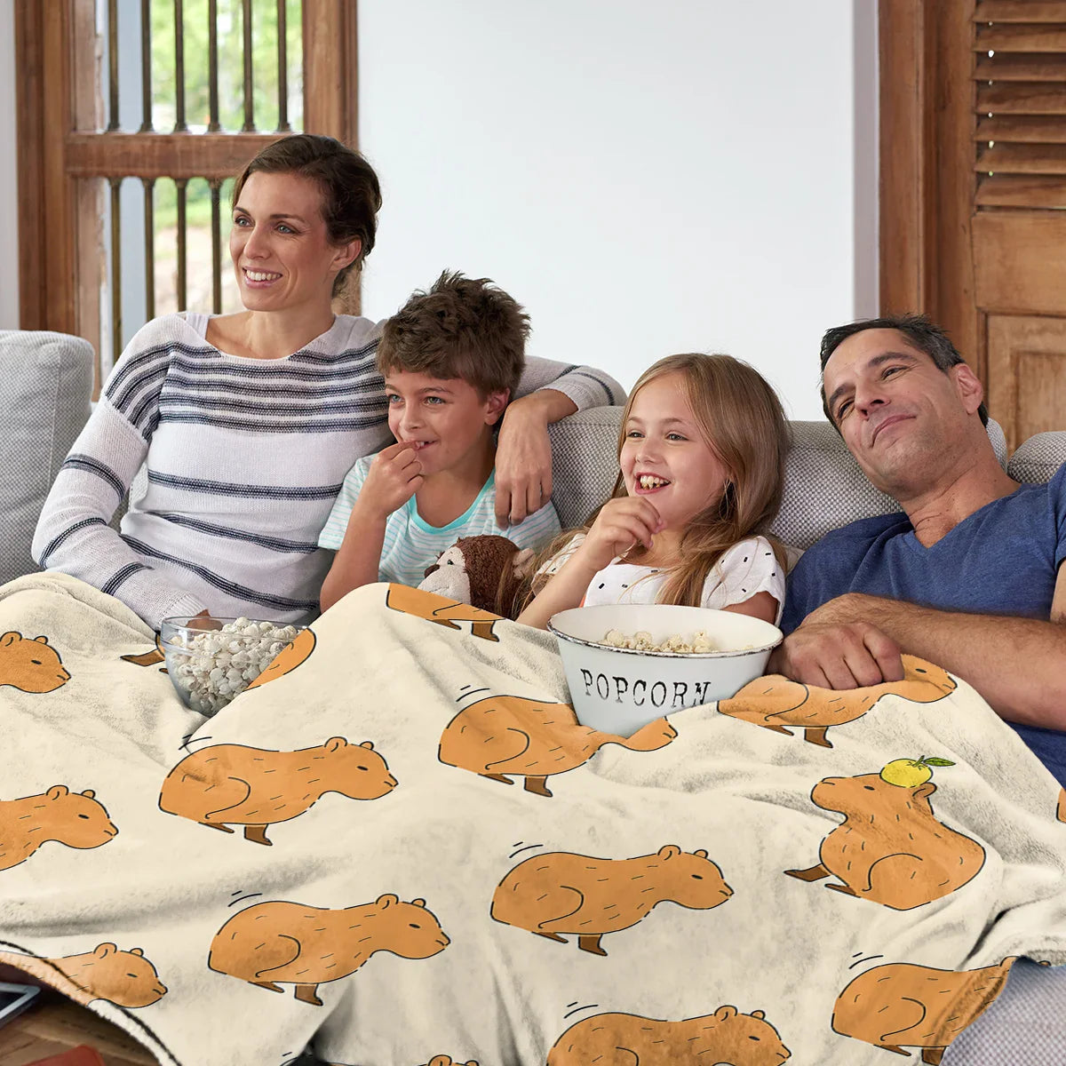 CapyLoom Cozy Blanket | Fluffy Capybara Cozy Blanket | Soft Flannel Fleece Throw | Sofa & Bed Cover in 3 Sizes