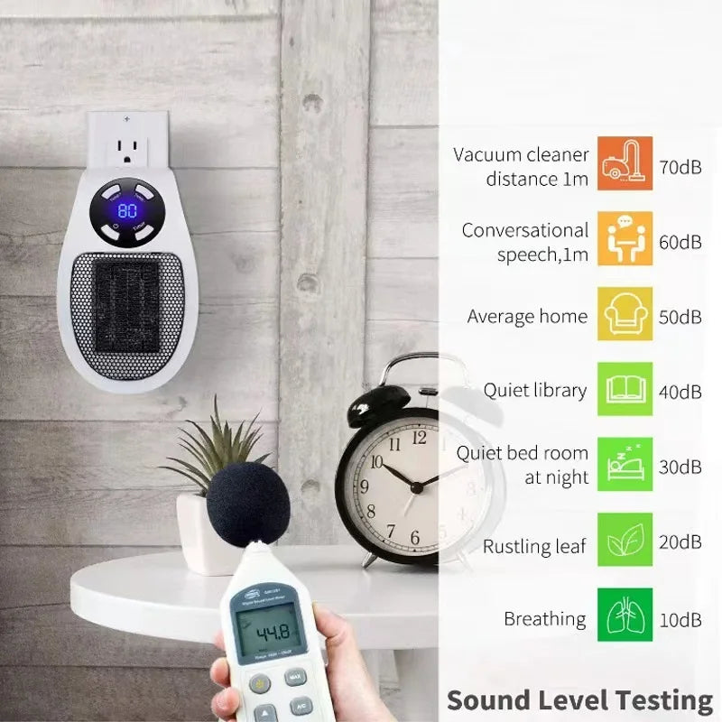 EcoHeat Plug-in Fan Heater | Energy Efficient & Quiet | Digital Thermostat & Timer | EU Plug