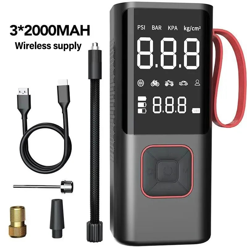 Digital Cordless Air Pump AirSure Pro | 150 PSI | 6000 mAh Power Bank | LED Light & Automatic Stop | For Car, Bicycle, Ball & More