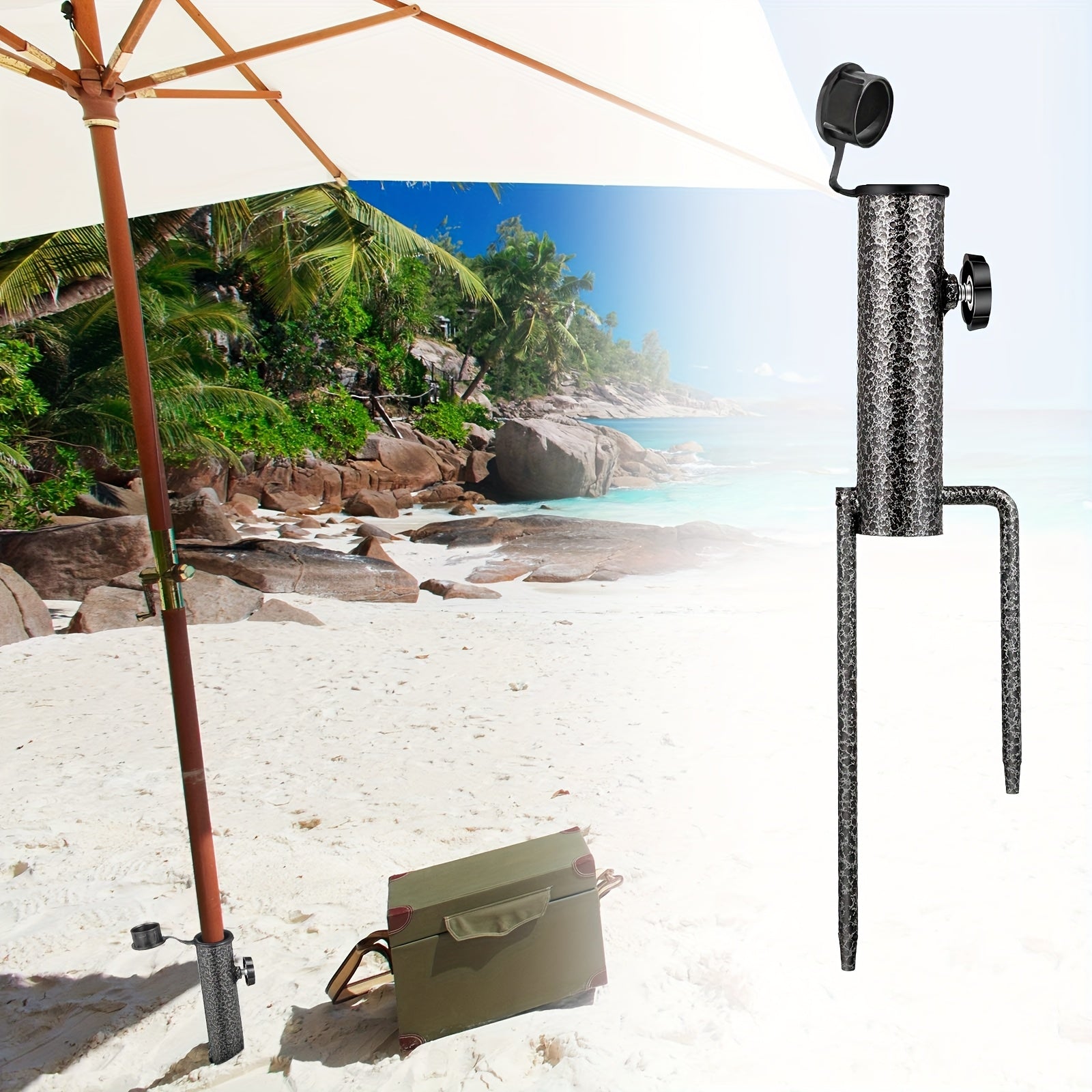Adjustable Umbrella Stand Stabello | For Ø 2.8–3.2 cm Umbrella Poles | Non-Slip & Portable | Robust Steel Construction