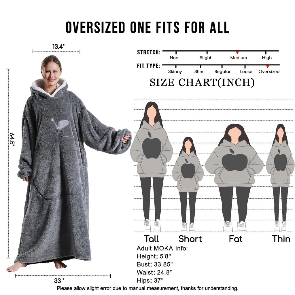 CozyHaven Plus Size Hooded Blanket | Plush Sherpa Wearable Blanket with Sleeves & Pocket | 140 cm | Unisex Winter Cozy Blanket