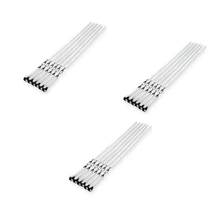 GrillSpear Grill Skewers 55 cm | Set of 6 | Stainless Steel with Beech Wood Handle | Extra Long & Heat Resistant