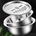 EdelSieb Küchenset | Edelstahl | 3-teiliges Sieb-, Schüssel- & Abtropfset