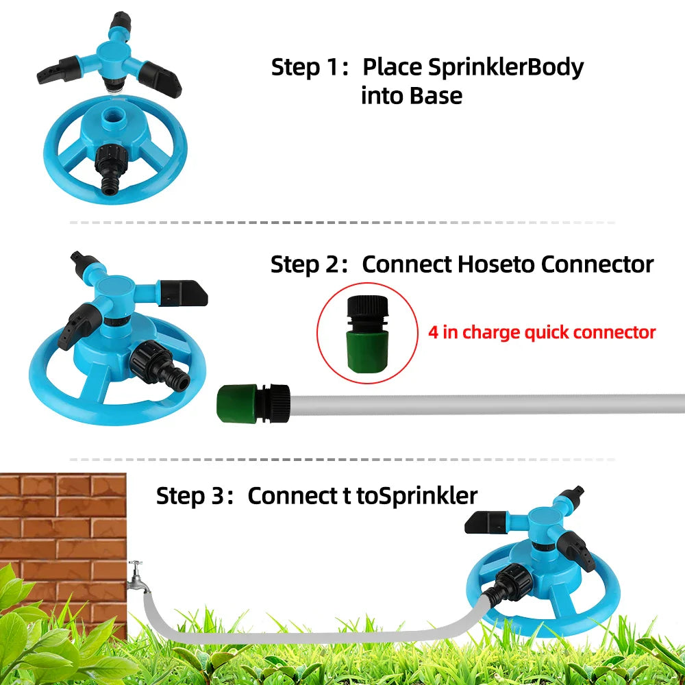 Hydrosia Lawn Sprinkler | 360° Rotation | Water-Saving & Durable | For Garden & Lawn Care