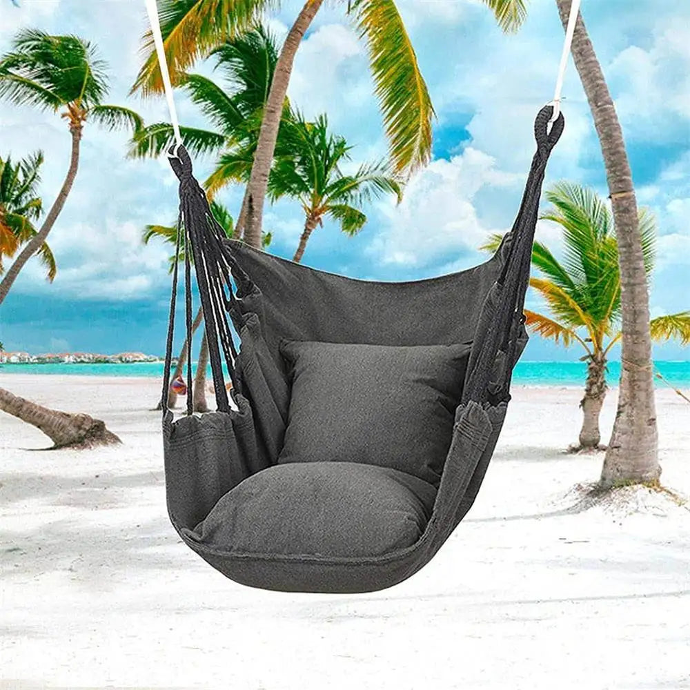 HÄNGELUX Hanging Chair | 250 kg Load Capacity | For Balcony, Garden & Living Room | Soft Cotton Blend – White/Grey/Black
