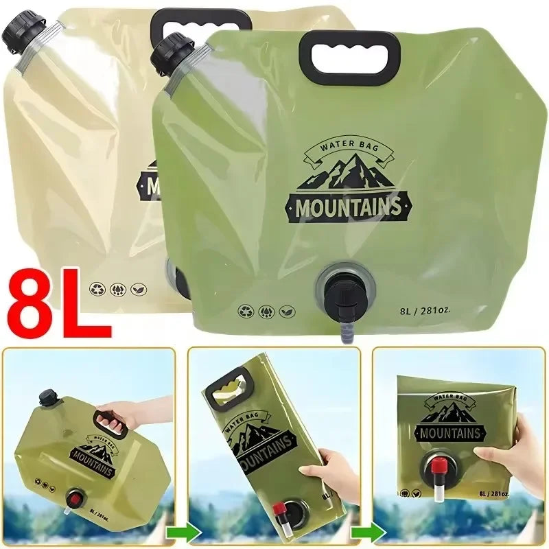 HydraPakx Foldable Water Carrying Bag 8 L | With Handle & Spout | For Camping, Hiking & Outdoor