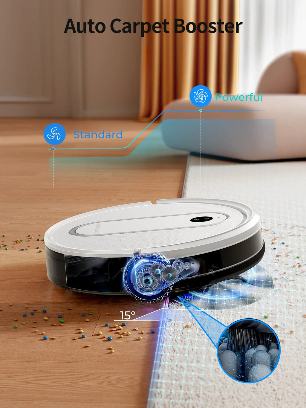 Cleanovo P10 Robot Vacuum Cleaner with Mopping Function | 4500Pa Powerful Suction | App Control & Gyroscope Navigation | For Carpets & Hard Floors