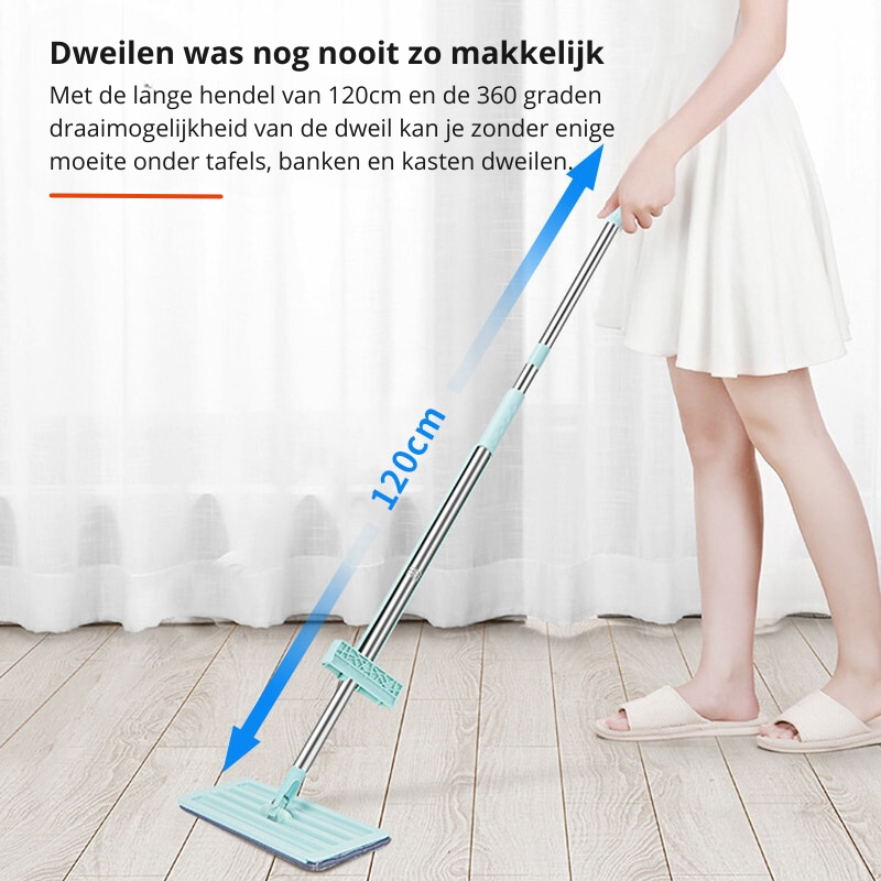Floor Mop FlexiWisch EasyMop | With Pivot Wringer Function | 2 Washable Pads | Lightweight & Compact | Usable Without Bucket