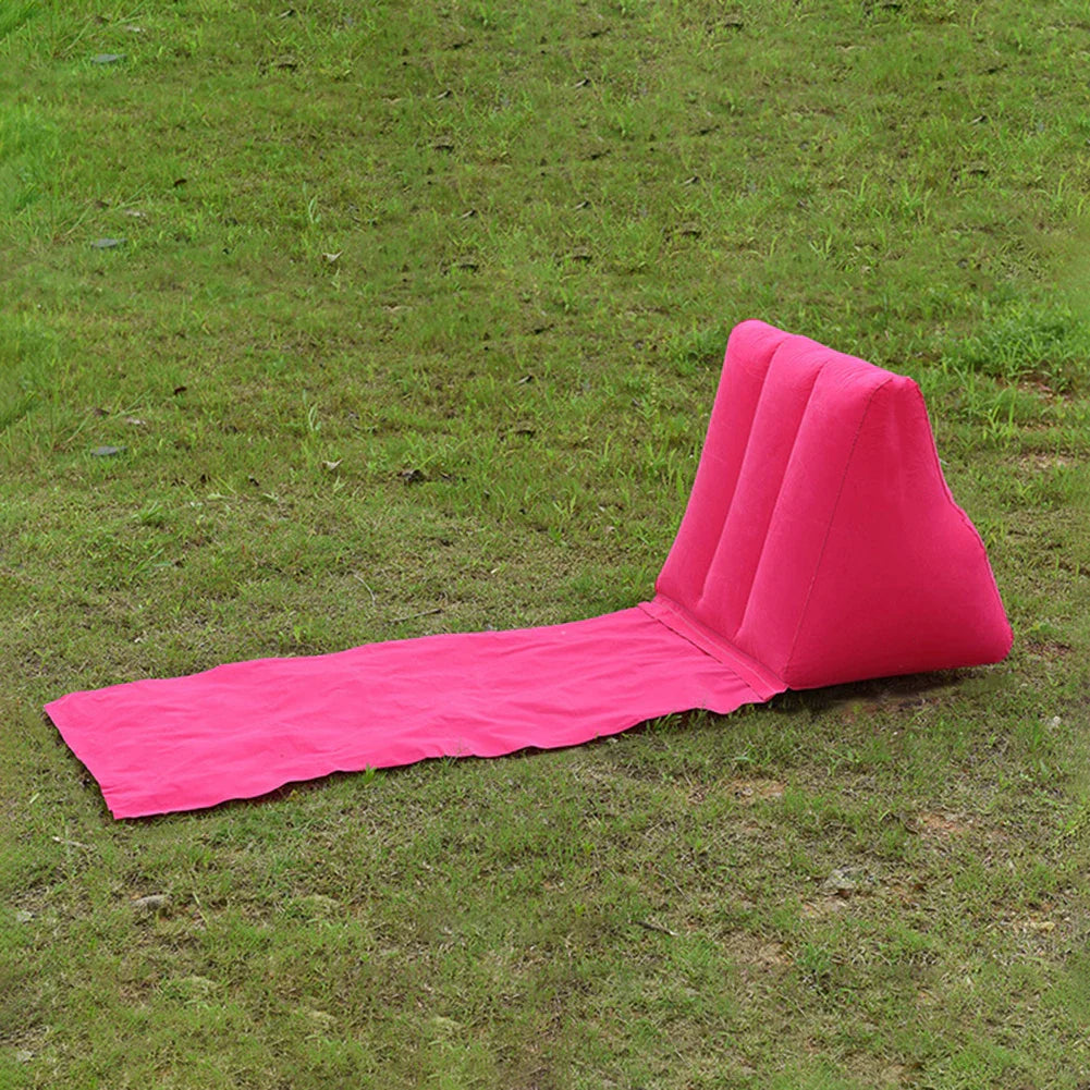 Inflatable Beach Mat with Backrest | Foldable & Comfortable | AirLounge Travel & Camping Recliner Cushion
