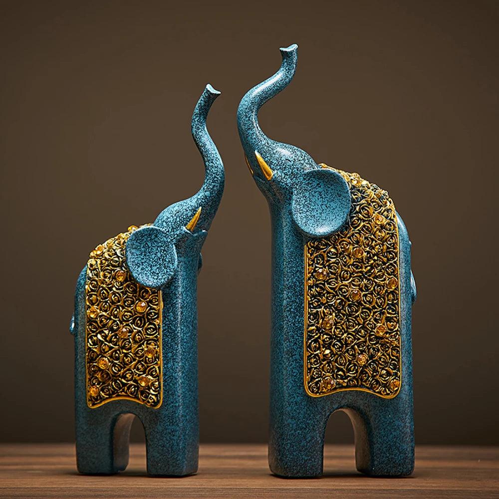 Decorative Elephant Figures 2-Piece Set | Retro Design | Resin | 13x8x30 cm