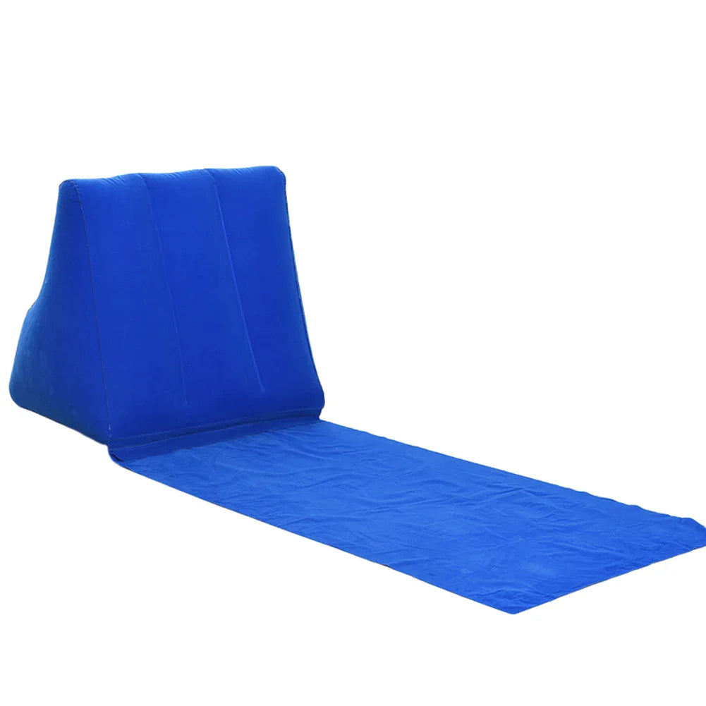 Inflatable Beach Mat with Backrest | Foldable & Comfortable | LuftLounge Travel & Camping Lounger Cushion