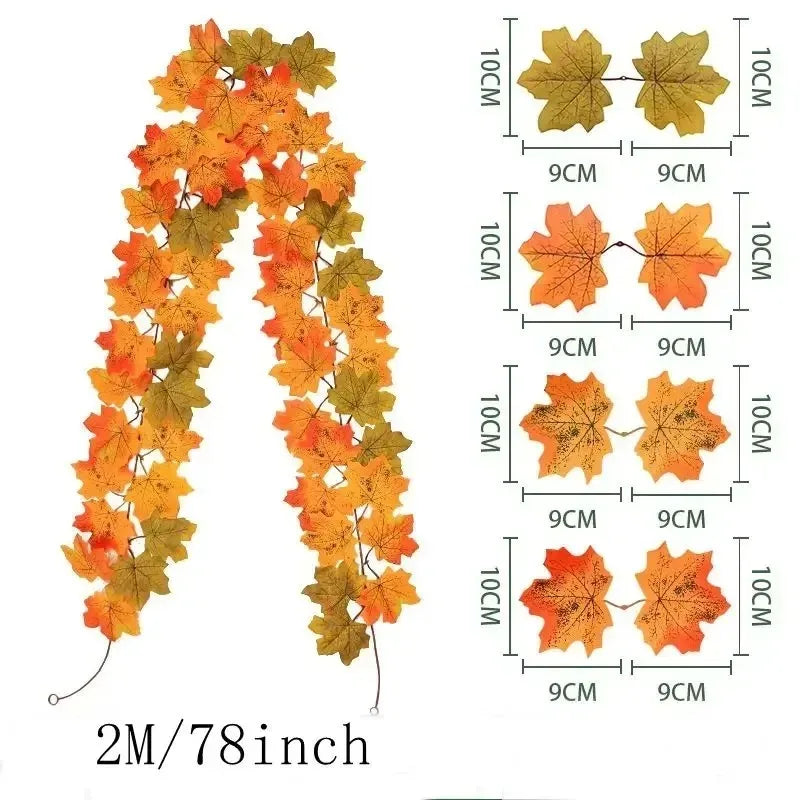 Aurelia Autumn Garland | Artificial Maple Leaf Wreath | 200 cm | Decoration for Home & Garden