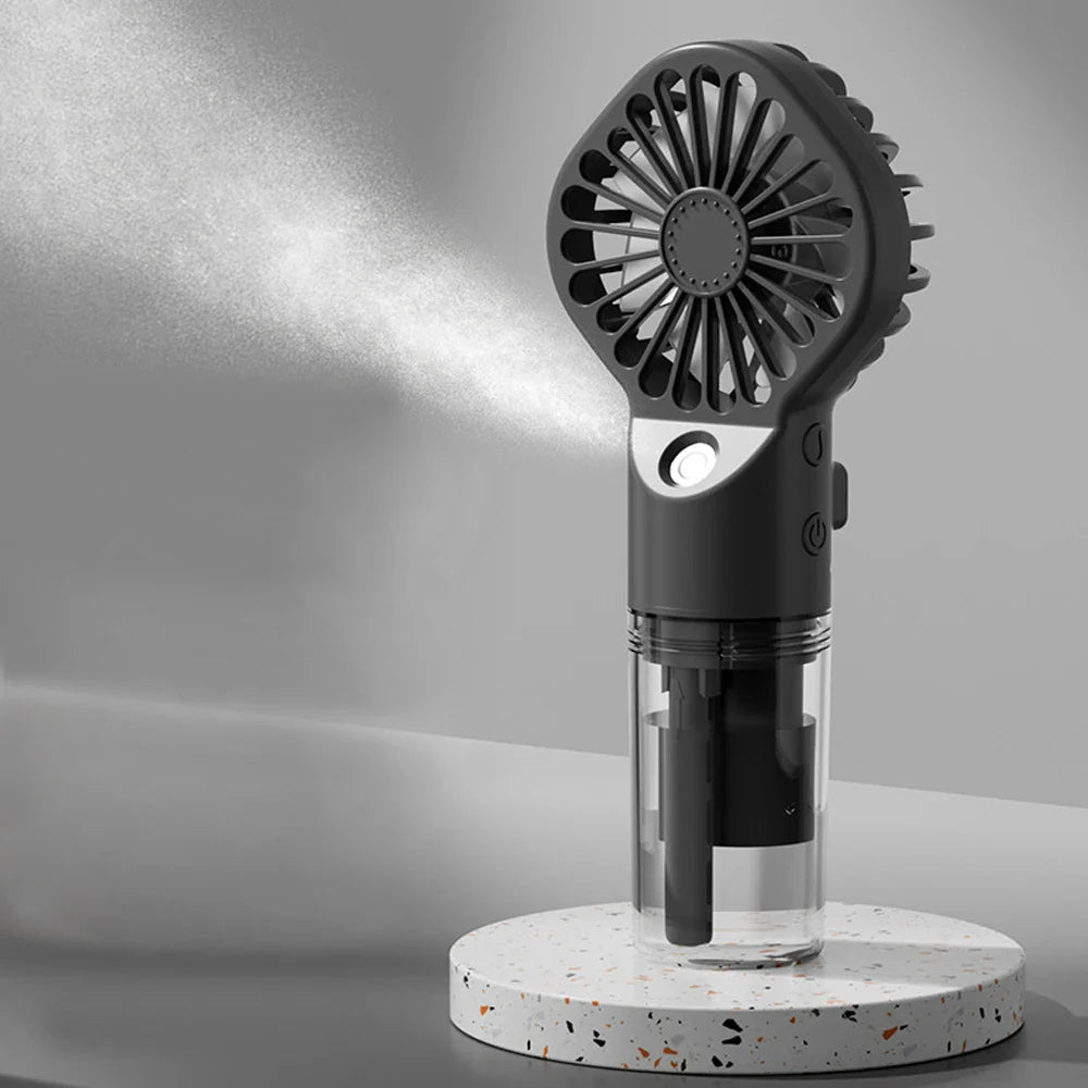 Brisella Air Mini Hand Fan with Humidifier | 4-Level Spray Function | USB Rechargeable | Portable & Quiet