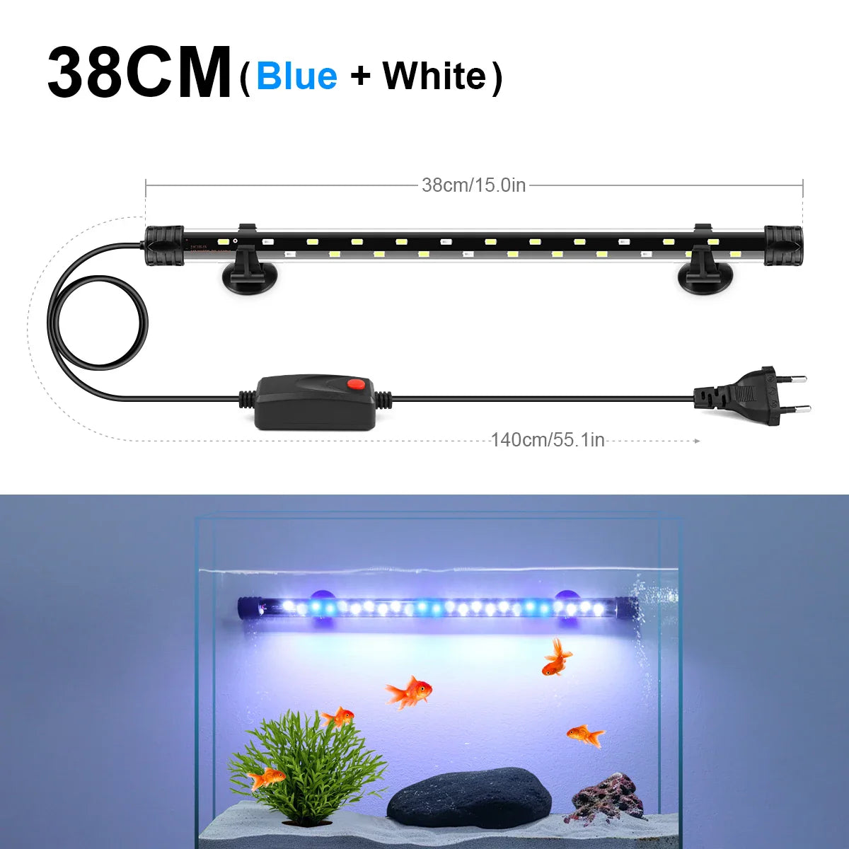 Aquanova LED Aquarium Lamp | Waterproof & Submersible | Plant Growth & Fish Colors | 18–58 cm