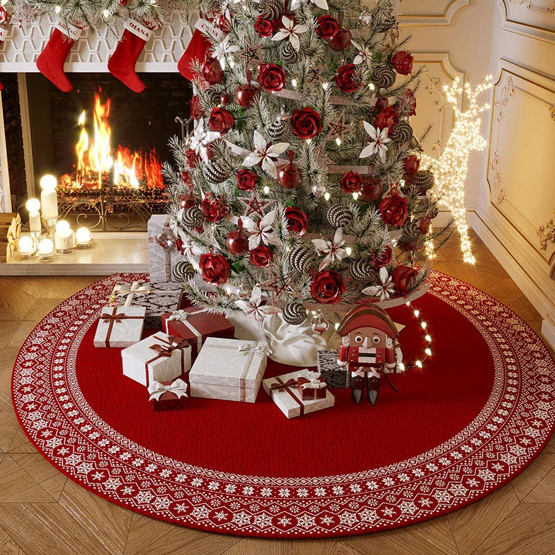 CosyLuxe | Christmas Tree Rug | Round & Non-Slip | 40–120 cm | Washable Flannel Mat for Tree, Living Room & Decor