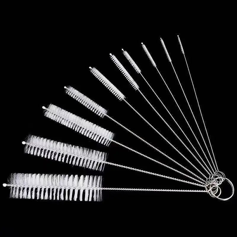 Brushilo Cleaning Brush Set 10-piece | Stainless Steel with Nylon Bristles | For Straws, Bottles, Tubes & Laboratory Equipment