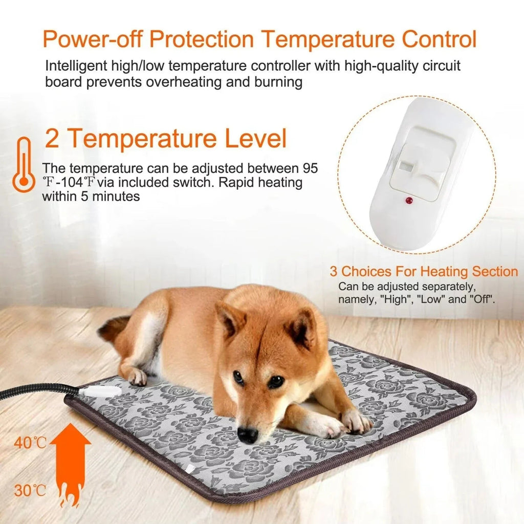 Heated Pet Mat PawTherm | Temperature Control & Timer | Waterproof & Safe | For Dogs & Cats