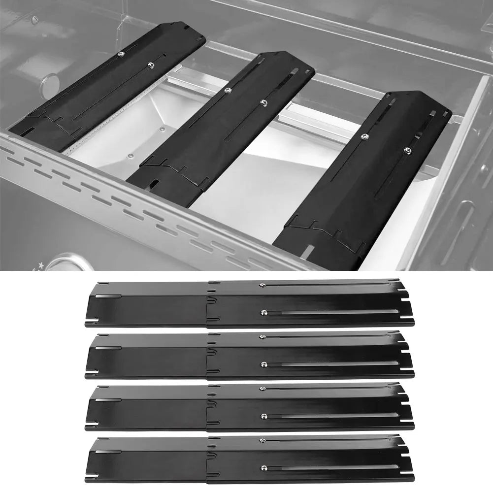 Grill Shield Adjustable Heat Shield for Gas Grills | Replacement Enamel Thermoplates | 2/4 Pair Set | Universally Adjustable 30–56 cm