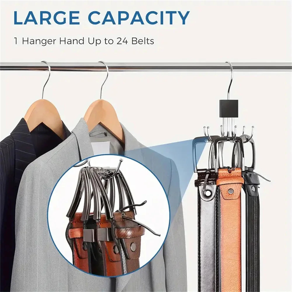 Hangello Clothes Hook Organizer 6-way | Rotatable & Space-saving | For Belts, Bras, Scarves & Ties | Metal