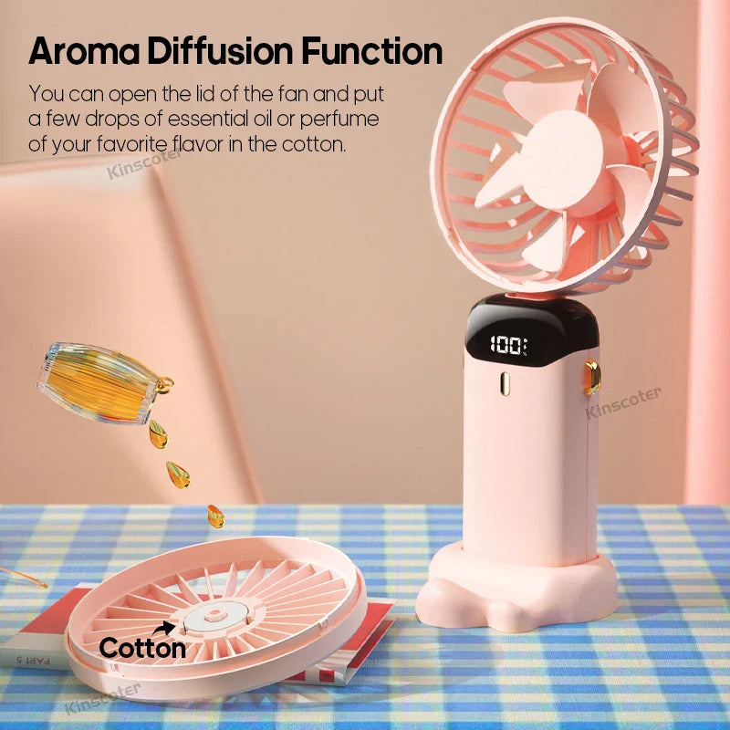 AERIONIQ 3-in-1 Mini Fan | LED Display | 5 Levels | Battery with Powerbank Function | Portable & Standable