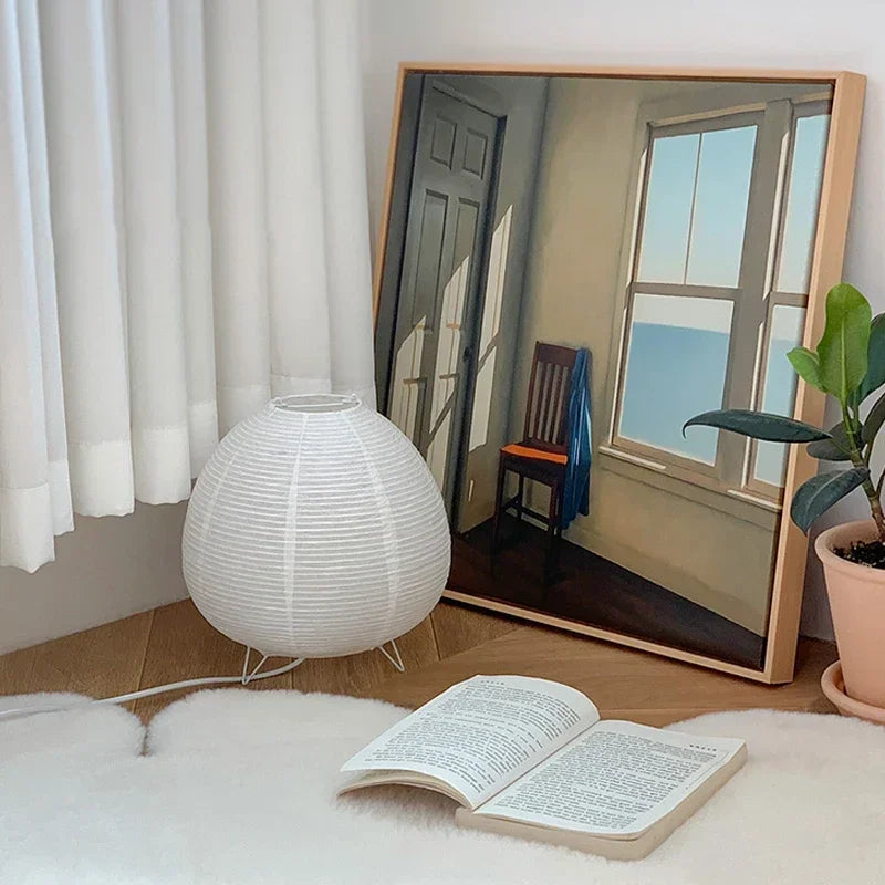 HIKARI – Japanese LED Desk Lamp made of Rice Paper, 21 × 23 cm, Decorative & Stylish