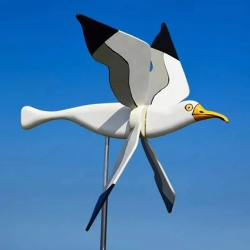 Garden Decoration Wind Bird SkyGull | Creative Wind Spinner with Seagull Motif | Weatherproof & Height Adjustable | 25 cm Figure