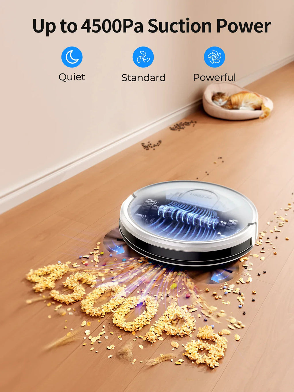 Cleanovo P10 Vacuum Robot with Mopping Function | 4500Pa Power Suction | App Control & Gyroscope Navigation | For Carpets & Hard Floors