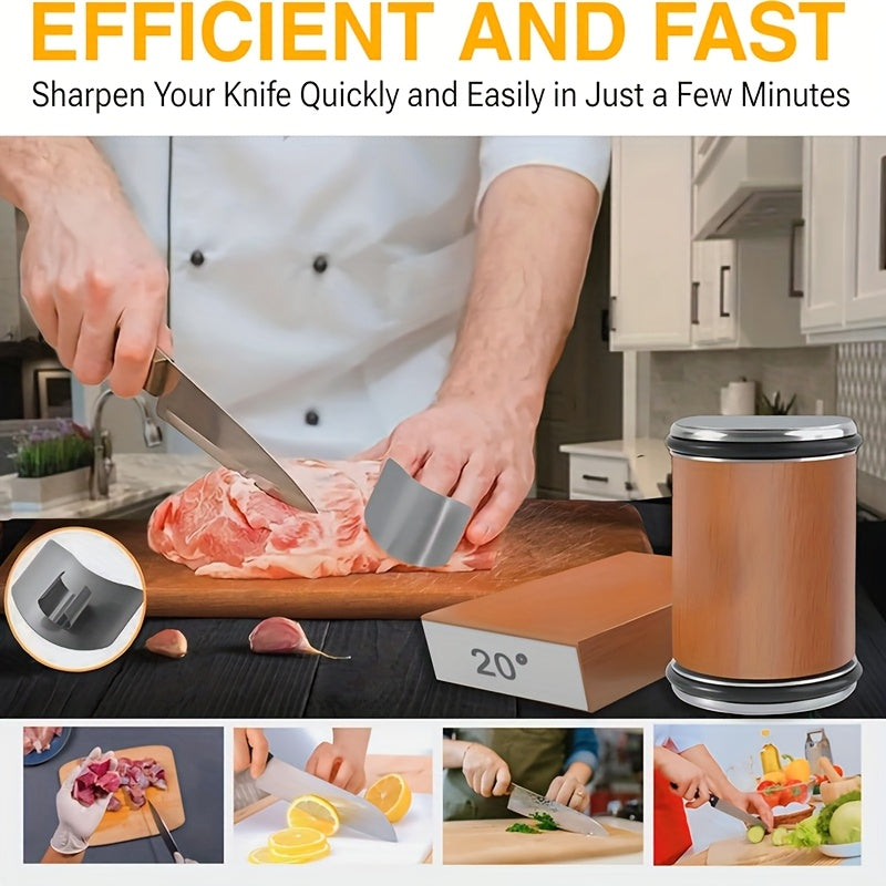 EdgeCraft DuoSharp Sharpening Stone Set | Diamond Stone with Magnetic Holder | 15° & 20° Sharpening Angle | Wood & Metal