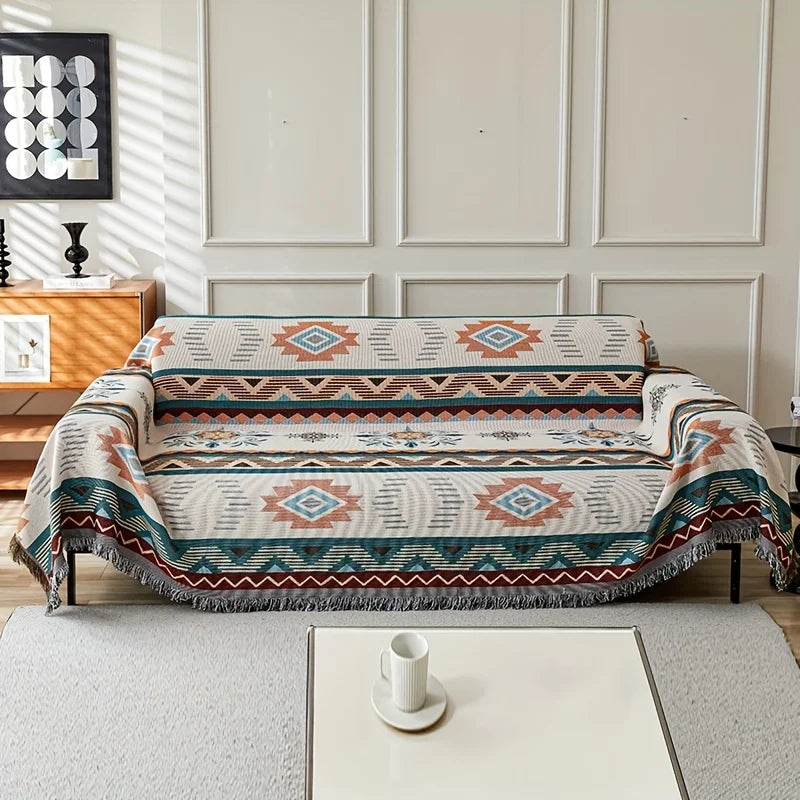 EthnoLoom Sofa Blanket | Reversible & Dustproof | Pet-Friendly | Universal for All Seasons