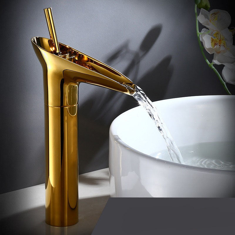 AquaVintura Antique Waterfall Faucet | Brass Tap with Single Lever Mixer | Hot & Cold Water | Bronze Finish