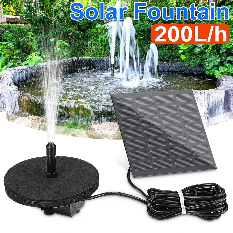 Aqualith Solar Fountain Pump 1.5W | With 6 Nozzles & Solar Panel | For Bird Baths, Ponds & Gardens