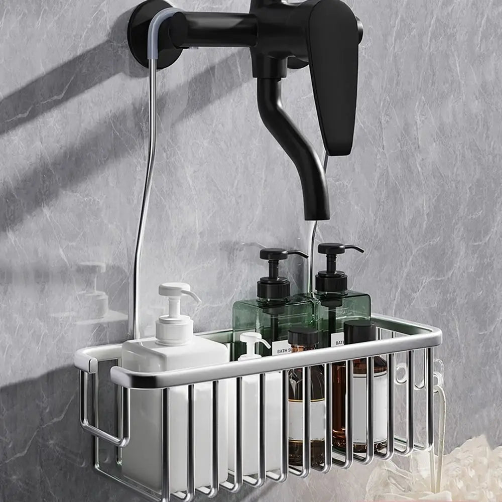 DuschGlanz AeroRack Hanging Shower Basket made of Aluminum | Rust-Free Shower Shelf with Hooks | Large Capacity for Shampoo & Bath Accessories