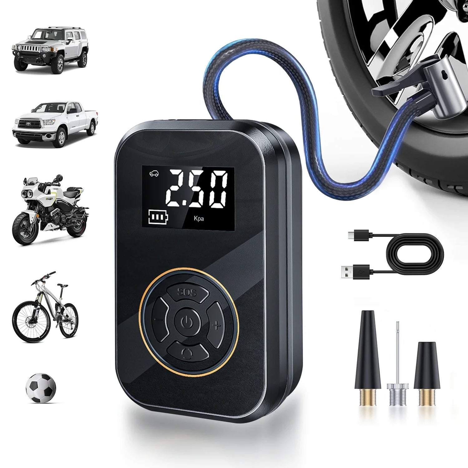 AirVolt Go Compressor | Wireless & Rechargeable | Tire Pressure & Power Bank in One | Compact & Portable