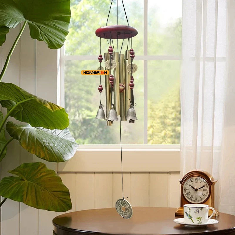 FortuneChime | Large Metal Wind Chime with Sound Tubes | Wood & Metal | For Garden & Home