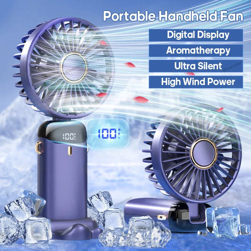 AERIONIQ 3-in-1 Mini Fan | LED Display | 5 Levels | Battery with Powerbank Function | Portable & Standable