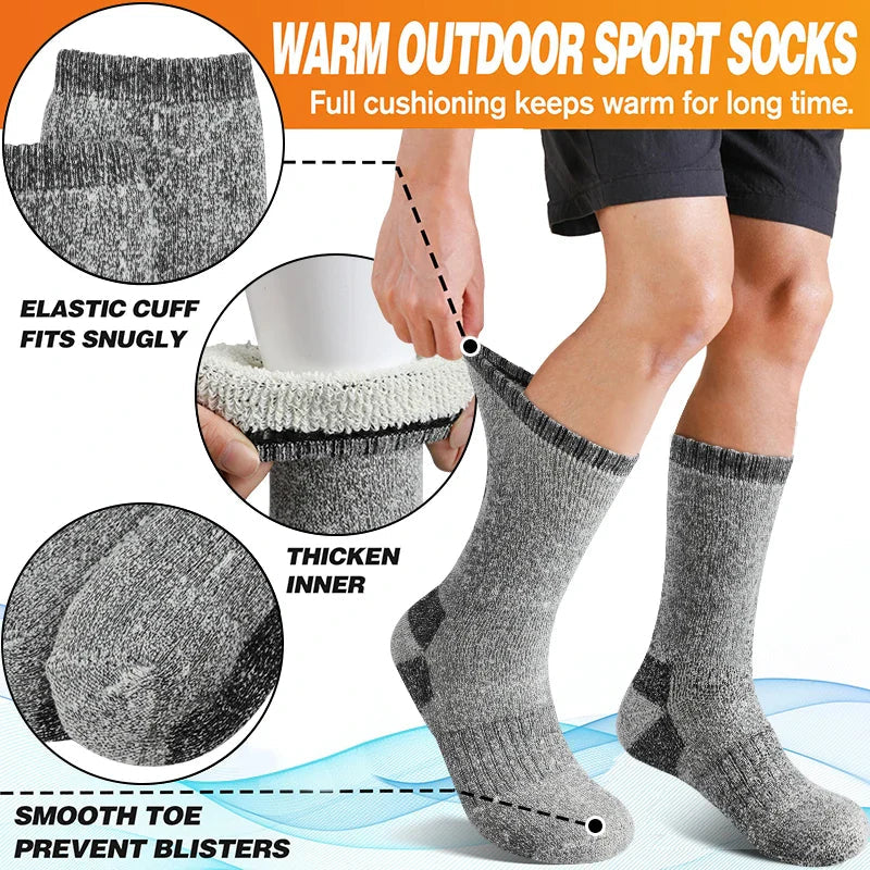 AlpenWool | 3 Pairs Men's Winter Socks | Extra Thick & Warm | Thermal Wool Socks for Skiing & Outdoor | Mid-Calf
