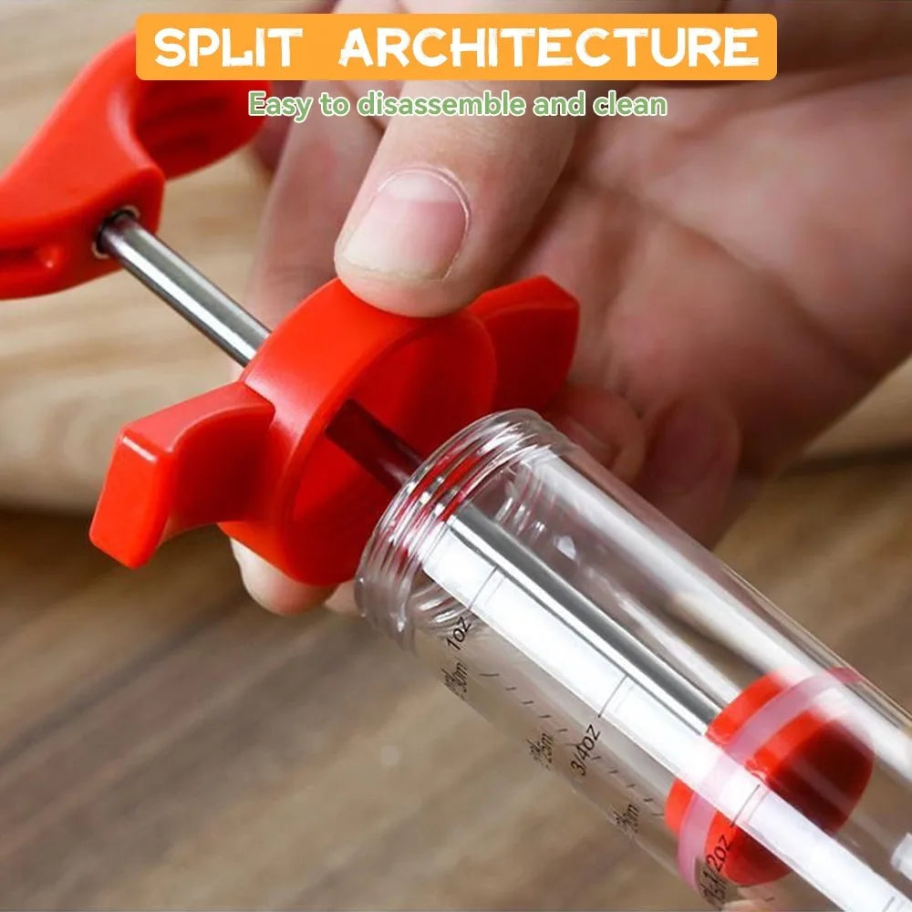 FLAVORYX Marinade Injector | Meat Injector for BBQ & Roasts | With Stainless Steel Needles for Liquid & Spice Marinades | 60 ml Volume