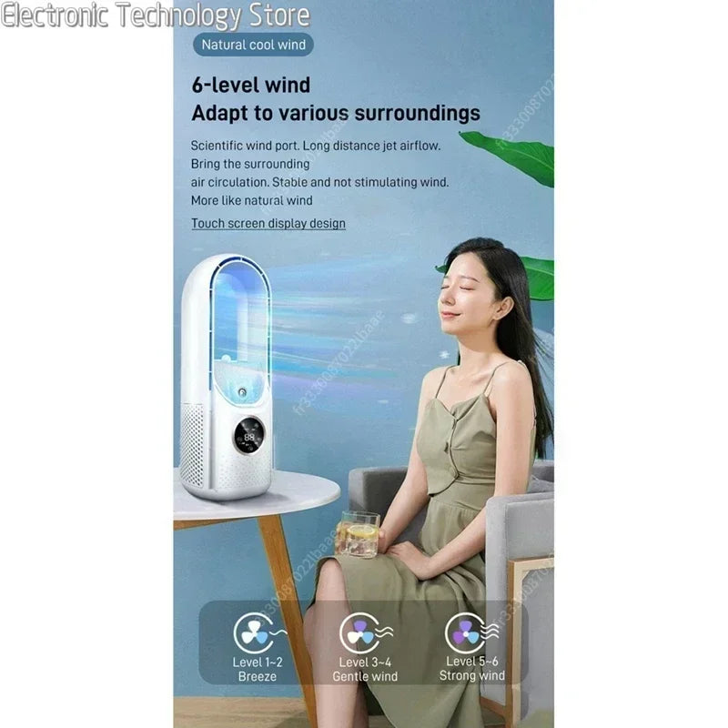 AeroCool Breeze Bladeless Fan 2025 | 6 Speeds | Quiet Air Cooler & Humidifier | USB Connection | For Office & Home