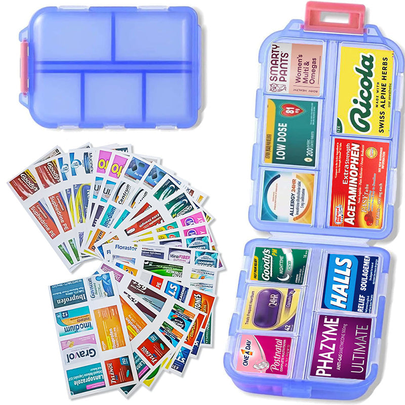 MediVoya | Tablettenbox für Reisen | 10 Fächer | Wasserdicht | Mit 161 Beschriftungsetiketten