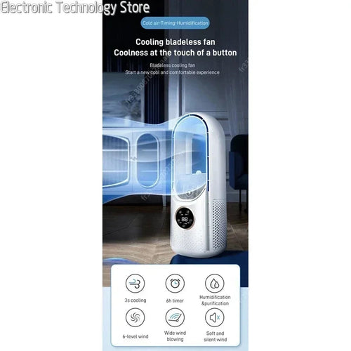 AeroCool Breeze Bladeless Fan 2025 | 6 Speeds | Quiet Air Cooler & Humidifier | USB Connection | For Office & Home