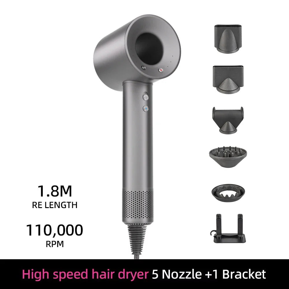 Ion Hair Dryer | 200 Million Negative Ions | Intelligent Temperature Control | 110,000 RPM